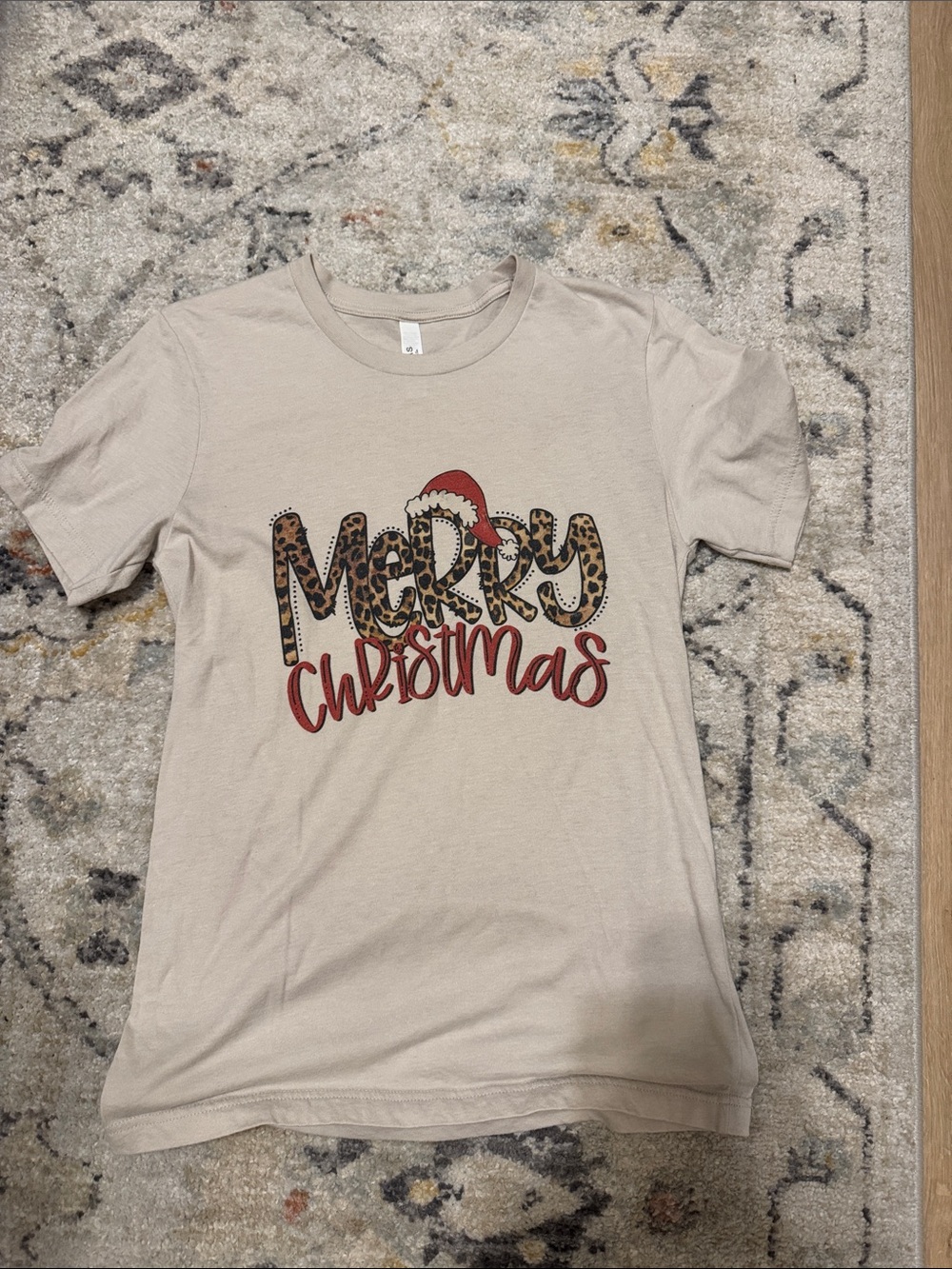 Bella Canvas Beige Crewneck Tee with Black Logo Tag
